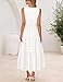 MEROKEETY Spring Summer Midi Dresses for Women 2026 Casual Beach Vacation Sleeveless Boho V Neck Tiered Maxi Dress Pockets, White, X-Large