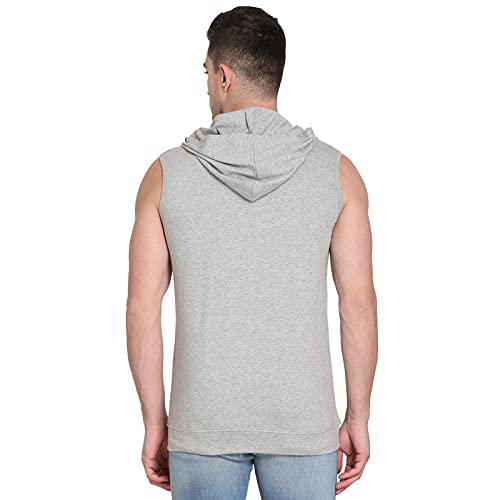 Image of Solid Men Hooded Neck Grey T-Shirt