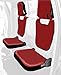 Coverking Custom Fit Rear 50/50 Jump Seat Cover for Select Ford Ranger Models - Premium Leatherette 2-Tone (Red with Black Sides)
