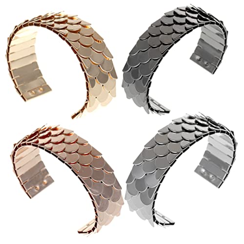 GALPADA 4piezas Pulsera De Escamas De Pez De Metal Brazalete Ajustable Estilo Punk Para Mujer Brazalete Abierto Creativo De Obsequio Pulsera De Inoxidable