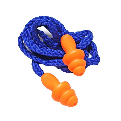 25 Pairs Corded Ear Plugs Soft Silicone Reusable Earplugs Noise Cancelling For Hearing Protection, Sleeping (Orange) #TOP3