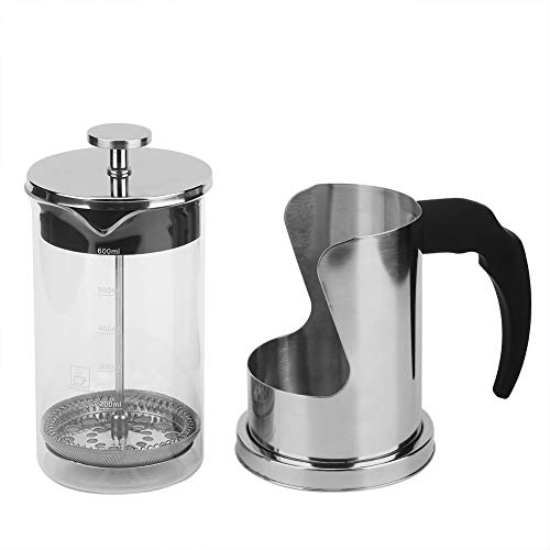 Cafetera de prensa francesa de acero inoxidable de 600ml, tetera resistente al calor de acero inoxidable 304, prepara café y té Cover