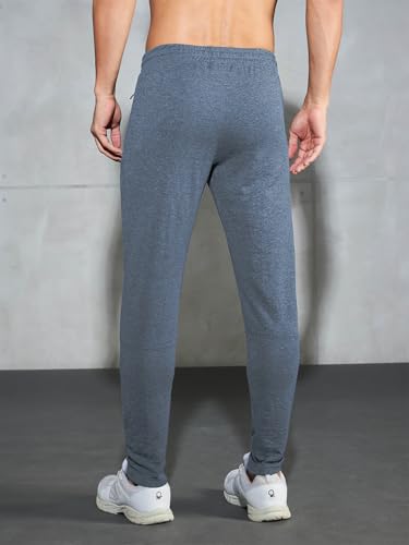 Image of TECHNOSPORT Men's Melange Slim Fit Techno Dry Trackpants Drawstring 2-Pocket Polyester Joggers for Gym Running Workout UPF50+ Anti Odour