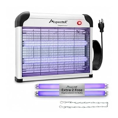 ASPECTEK Electric Bug Zapper, 20W UV Bulbs, Fly, Mosquito, Gnat and Moth Control, Indoor and Covered Outdoor Use for Home, Garage, Patio and Farm, Includes 2 Replacement Bulbs
