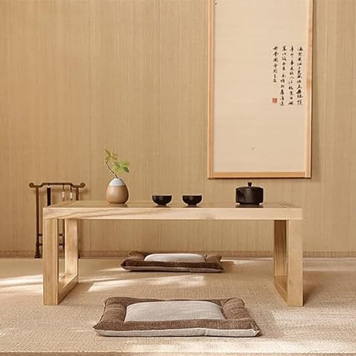 Table basse japonaise rectangulaire en bois massif table tatami marron - 6
