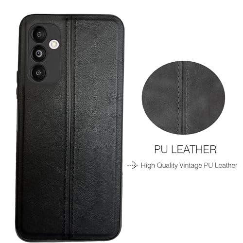 Image of A rtistque Premium Thread Leather Back Cover Case for Samsung Galaxy A14 5G | Drop Protection | Smooth Grip | Raised Camera Edges - Black