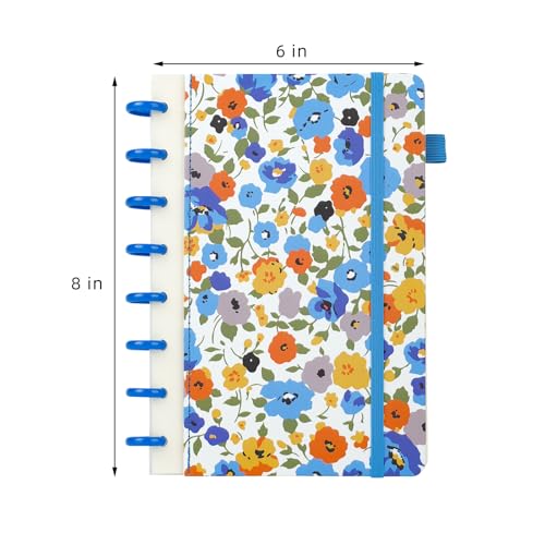 Carnet de notes A5 discbound ligné de 160 pages avec motif Fleur 5