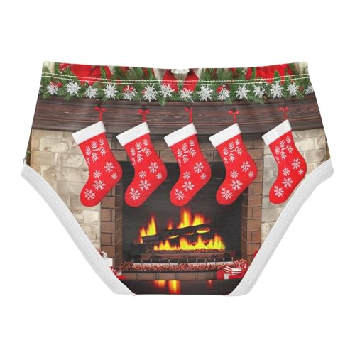 Cotton Toddler Underwear Floral Christmas Fireplace Girl Panties Cute Cartoon Briefs Girls Undies 2t2