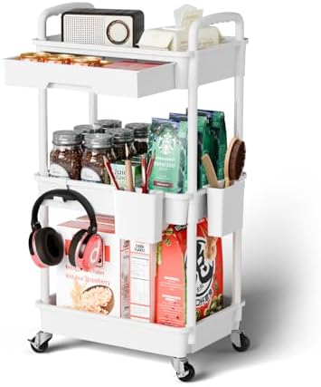 3 Tier Rolling Cart Organizer,Laundry Room Bathroom Organizers an...