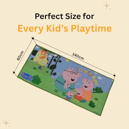 Image of Athom Living Peppa Pig Family Runner Carpet, 2x4.5 ft, Anti-Skid Backing, Perfect for Kids Bedroom and Playroom