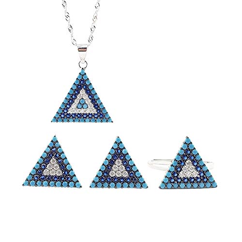Collier en argent S925 et bague turquoise de haute joaillerie rétro
