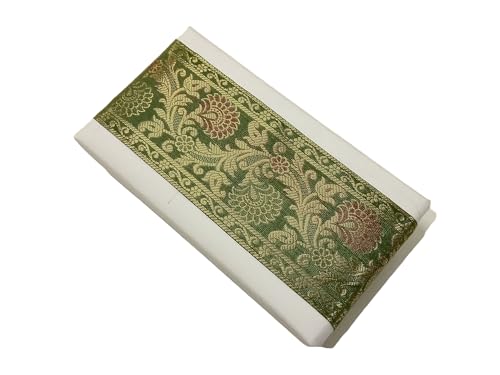Image of Brocade Ethnic Work 9 Meter Laces and Borders Material for Dresses, Sarees, Lehenga, Suits, Blouses, Dupatta, chunri and Crafts (Olive Green)