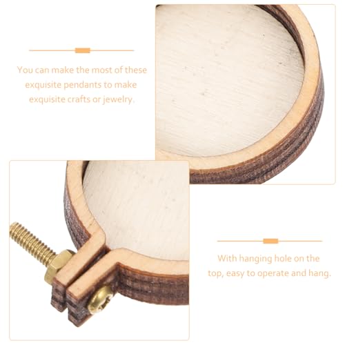 Image of EXCEART Mini Embroidery Pendants Wooden Craft Hoops with Hanging Hole DIY Jewelry Making Findings for Necklaces Sweater Chains and Decorative Crafts 20 Sets