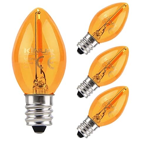 KINUR LED Night Light Bulbs, 1W E12 C7 Replacement Bulbs 2200K 120V Low watt Candelabra Christmas Light Salt lamp Bulbs Replacement Bulbs 4 Pack Cover