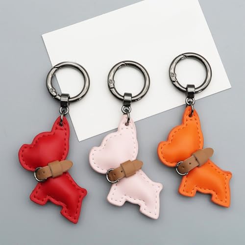 Schlüsselanhänger aus PU-Leder mit französischem Hunde-Anhänger, Auto-Schlüsselanhänger, Schlüsselanhänger, Schlüsselanhänger, Schlüsselanhänger, Schlüsselanhänger, Taschen, Dekoration