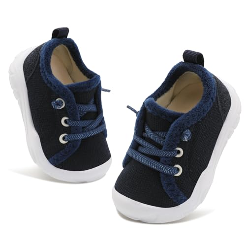 FEETCITY Toddler Barefoot Shoes Boys Baby Walking Shoes Kids Slip On Shoe Lightweight Toddler Tennis Shoe Darkblue