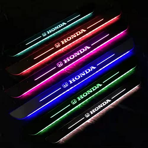 ドアステップ led ホンダ サイドステップガード スカッフプレート ガーニッシュ N-BOX CR-V アスコート インサイト アヴァンシア シビックタイプR アコード インテグラ 7色 LED流れる アクリル製 自動変色 USB充電 簡単取り付け LE