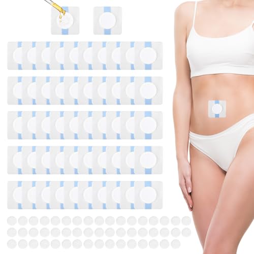 50pcs Castor Oil Pack Wrap Pad for Belly Button, Highly Absorbent Small Castor Oil Belly Button Patches Disposable Gel Self-Adhesive Organic Cover Compress Patch(Oil Not Included)