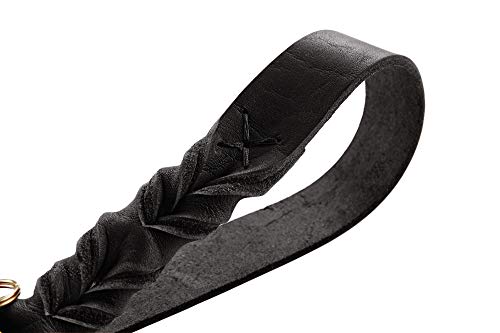 HUNTER Sansibar SOLID Verstellbare Führleine für Hunde, Leder, geflochten, robust, elegant, 2 x 200 cm, schwarz