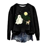 MKIUHNJ Jersey para mujer, camiseta de manga corta de moda con estampado floral para mujer, para fiesta de día, camiseta con cuello redondo, camiseta de Halloween, sudadera para mujer, sudadera de