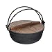 KitchenCraft World of Flavours Pentola Giapponese in Ghisa con Coperchio in Legno, Colore Nero, 21 x 21 x 10 cm, Capacità 1,5 Litri