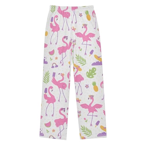 Flamingo with Ice Cream Boys Long Pants Soft Trousers Elastic Waist Kids Lounge Bottoms with Pockets S-XL