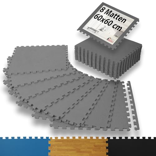 ALPIDEX 8er Set Bodenschutz Sportgeräte Matte 1cm Dicke 60x60 cm...