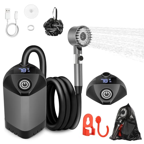 Debraltanner Portable Shower for Camping with 7800mAh Battery, Rechargeable Camping