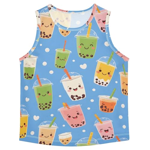Boys' Tank Top Shirt Bubble Tea Pattern Sleeveless T-Shirts