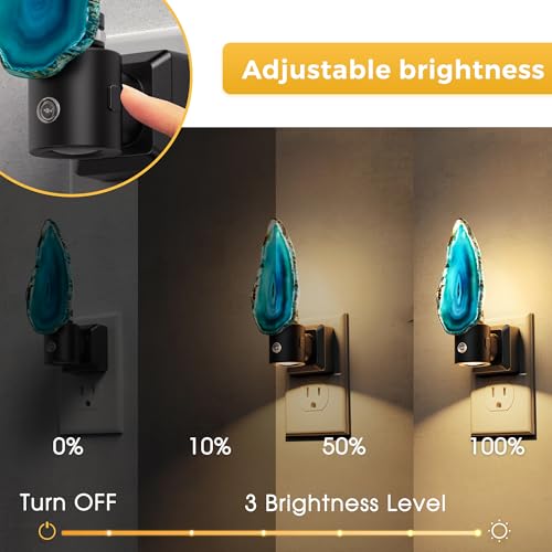 Image of L LOHAS LED Night Light, Night Lights Plug into Wall, Agate Nightlight | Rotating, Dimmable Dusk to Dawn Sensor, Healing Stone Agate Decorative Nightlight for Bedroom, Living Room