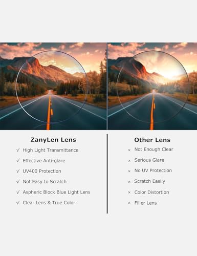 Image of ZanyLen Superlight Titanium Blue Light Blocking Glasses Stylish Semi-rimless Rectangle Computer Gaming Eyeglasses (Gunmetal)