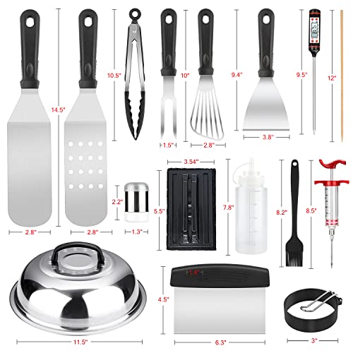 Griddle-Accessories-Kit-121-Pcs-Griddle-Grill-Tools-Set-for-Blackstone-and-Camp-Chef-Professional-Grill-BBQ-Spatula-Set-with-Basting-Cover-Spatula-Scraper-Bottle-Tongs-Egg-Ring
