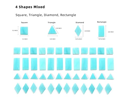 Multi-Color Options, Lanyani 200 Pieces Glass Mosaic Tiles For Crafts,4 Shapes Mixed Colorful Glass Tiles Tiffany Stained Glass Pieces For Mosaic,Robins Egg Blue #TOP3