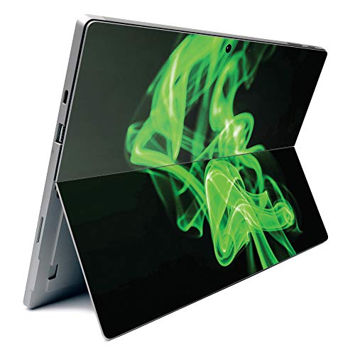Image of MightySkins Carbon Fiber Skin for Microsoft Surface Pro 7 - Green Flames | Textured Carbon Fiber Finish | Easy to Apply, Remove, and Change Styles | Made in The USA