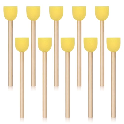 10 PCS Round Sponge Paint Brush Sponge Paint Brush for Acrylic Painting and Face PaintBrushes Arts and DIY Crafts Yellow