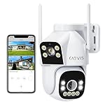 Cámara Vigilancia WiFi Exterior, 2MP+2MP Doble Len...: 【2 in 1 Doble lente】 Cámara de seguridad CAYVIS PTZ para vigilancia simultánea en exteriores con dos vistas multiángulo, con pantalla dividida en la misma pantalla. donde un dispositivo equivale a dos camara vigilancia (cámara domo + cámara tipo bala...