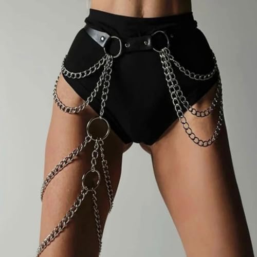 PU Leather Thigh And Waist Chain Multi Layered Chain Belt Accessory With Adjustable PU Leather Straps For Women2