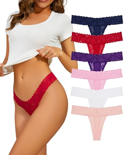 Image of Sunm Boutique Lace Thongs For Women Sexy Underwear Seamless Thongs Soft Stretch Womens Thong Underwear 3 /5 /6 /10 Pack