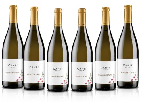 Canti - White D.O.C.G. Sparkling Wine Moscato dAsti 5 5% Italian Grape Variety from Piemonte Fruity and Sweet Taste 6x750 ml
