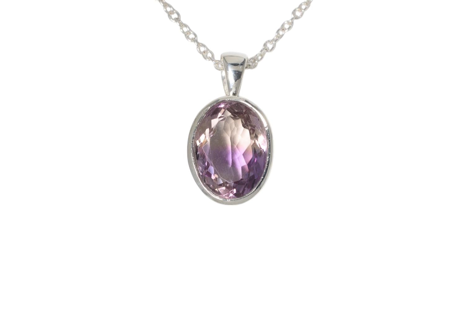 Facettierter Ametrin Silber Anhänger. 24mm Länge