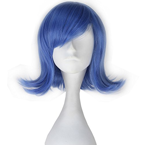 Miss U Hair Synthetic Short Wavy Blue Hair Girl Women Anime Cosplay Full Wig