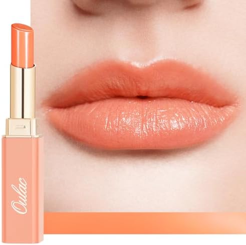 Oulac Batom Shine Orange Para Mulheres, Bálsamo Labial 2 Em 1 Com Tonalidade Coral Laranja Brilhante, Batom Hidratante Para Lábios Secos, Acabamento Brilhante E Suculento Vegano 2,2 G/0,07 Oz (21)