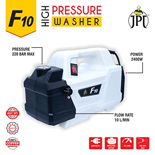 Image of JPT F10 Car Washer High Pressure Pump | 2400 Watt Powerful Motor | Pressure - 220 BAR | Flow Rate 10L /Min 100% Copper Winding (F10-SUPER Combo)