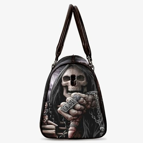 Boss Skull Spinner Cabin Bag – Dark Horror Hard Shell Rolling Suitcase, Rugged TSA Approved Carry-On Travel Luggage with Gothic Festival Design (18 x 8.5 x 10 Inches)3
