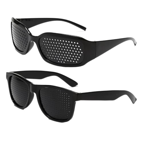 Occhiali Stenopeic, Set di 2 Paia Pinhole Glasses Occhiali a Foro Stenopeico Occhiali a Griglia Occhiali Buco Nero
