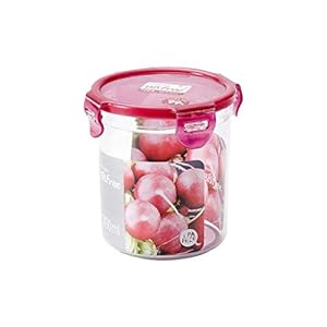 Lock&lock Bisfree Round Stackable Tritan Container Set, 650ml, Pink (Lbf932dp)