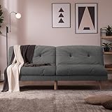 Flamaker Convertible Futon Sofa Bed Futon Couch with Adjustable Back Upholstered Sleeper Sofa Bed for Living Room Furniture (Fabric,Grey)