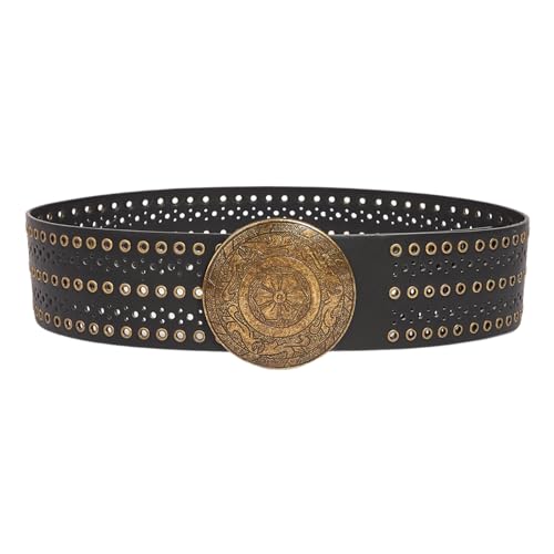 Eyelets Chain Belt For Women Waist Chain Belt Wide Chain Belly Chain For Dress Western Grommet Belt Waist Chain