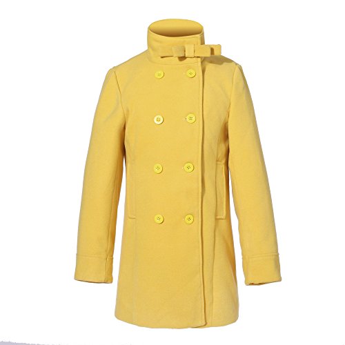 Richie House Girl's Doublebreasted Jacket with Little Stand Collar ,Yellow,9/10