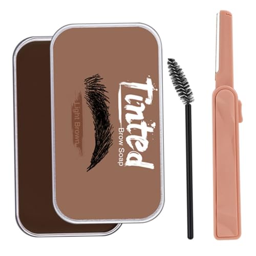 Kit de jabón para cejas, cera moldeadora de estilo de cejas de larga duración con cepillo recortador de, crema para Natural marrón
